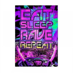 Poster de catifea efect psihedelic UV DJ Eat Sleep Rave Repeat (USA)