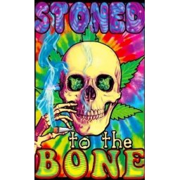 Poster de catifea efect psihedelic UV Stoned to the Bone Skull (USA)