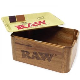 Raw Cutie depozitare Chache Box mini din lemn 18 x 12,5cm + Tava de rulat capac