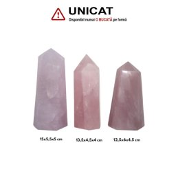 Obelisc Cuart Roz Natural 1 Varf - 12,5-15 x 4-6 x 4-5 cm - ( XXL) - 1 Buc