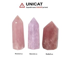 Obelisc Cuart Roz Natural 1 Varf - 15-19 x 5-8 x 5-8 cm - ( XXL) - 1 Buc