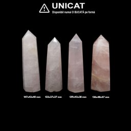 Obelisc Cuart Roz 1 Varf - 124-141 x 43-50 x 40-48 mm - ( XXL)