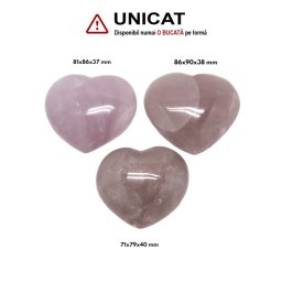 Inima Cuart Roz Minerala Naturala - 71-86 x 79-90 x 37-40 mm - Unicat