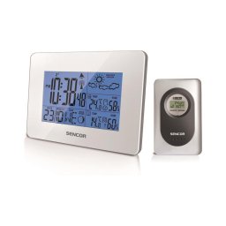 Stație meteo cu LCD afișaj și ceas deșteptător 3xAA albă Sencor