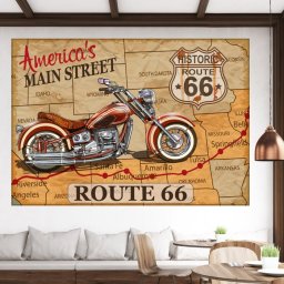 Tablou Canvas Vintage Route 66 Motorcycle VR41 (Dimensiune LxH: 100x70cm)