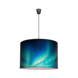 Lustră pe cablu PRINT Duolla L 1xE27/40W/230V d. 45 cm negru/turcoaz