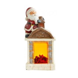 Decoratiune Craciun, ceramica, Mos Craciun cu semineu, LED, 3xAA, 27.5x19x51 cm GartenVIP DiyLine