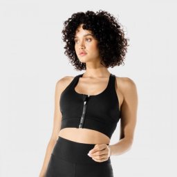SQUATWOLF Zip Up Sports Bra Black XS