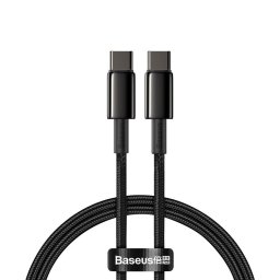 USB Type-C la USB Type-C, 1 m, 100 W, 5 A, CATWJ-01, Negru