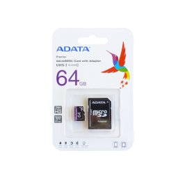 Card de memorie microSDXC UHS-I Clasa 10 64GB ADATA Premier cu adaptor SD