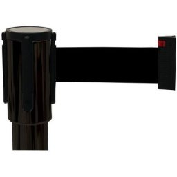 Stalp de ingradire cu banda Manutan, 5 m, negru