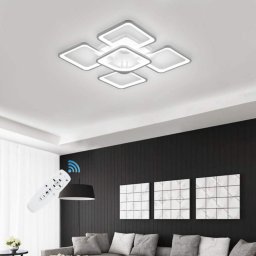 Lustra LED Patrata Living 5 Brate 104W – Telecomanda IR, 3 Temperaturi, 61cm
