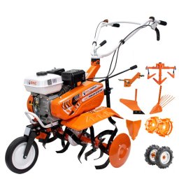Motosapa Dac 7000acc3, 7 CP, roti cauciuc 4.00-8, rarita, plug, adaptor, dispozitiv scos cartofi, roti metalice 400 fara manicot, cultivator,