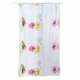 Perdea de dus Pufo Pink Blossom, 180 x 180 cm, alb