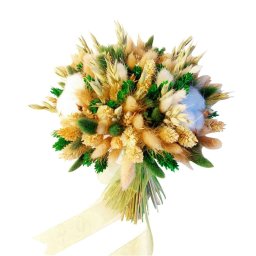Buchet cununie / nunta din flori uscate, tema verde - AMB201003
