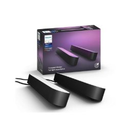 Pachet 2 lampi LED integrat Philips HUE Play, 530 lm, A+, ambianta alba si color, 25.3 cm, Negru