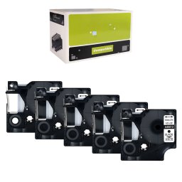 Set 5 etichete compatibile DYMO LabelManager 12 mm negru pe alb pentru organizare generala, prize si echipamente S0720530