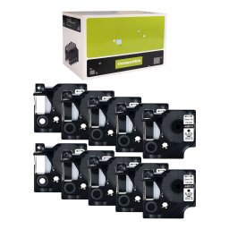 Set 10 etichete compatibile DYMO LabelManager 12 mm negru pe alb pentru organizare generala, prize si echipamente S0720530