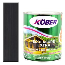 Lac colorat lemn, pe baza de apa, Kober Ecolasure Extra , Stejar Gri, 10 l, lazura groasa pe baza de apa,
