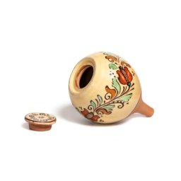 Vas ceramic lucrat manual pentru udat plantele - model traditional Corund colorat 350 ml