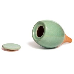 Vas ceramic lucrat manual pentru udat plantele - verde 350 ml