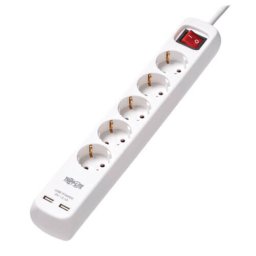 Prelungitor Power Strip with USB charging PS5G3USB 5xSchuko Outlets/2xUSB-A 2.1A/White/16A circuit breaker/Overload protection/3m