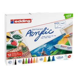Set creativ Edding, markere acrilice, 12 bucati/set