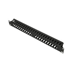 Organizator cabluri 1U negru cu capac din metal