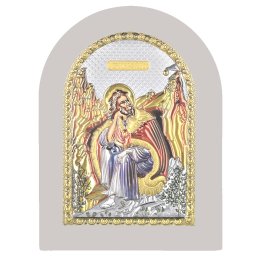 Icoana Sfantul Ilie Argint15x21cm Color Rama Alba