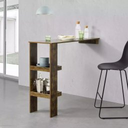 Masa tip Bar Solvesborg DH cu Efect de Lemn Nuanta Inchisa, Montabila pe Perete, Dimensiuni 120x45x106 cm, 2 Rafturi