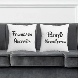 Set perne cuplu personalizate cu mesajul Frumoasa adormita, Bestia sforaitoare