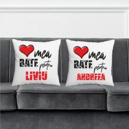 Set perne cuplu personalizate cu nume model Inima mea bate pentru tine