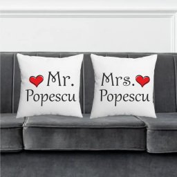 Set perne cuplu personalizate cu numele de familie model MrMrs
