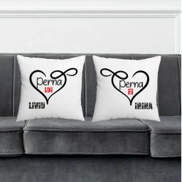 Set perne cuplu personalizate cu nume model Perna lui, perna ei