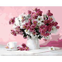 Set pictura pe numere premium, cu sasiu, Natura in tonuri delicate, 40x50 cm