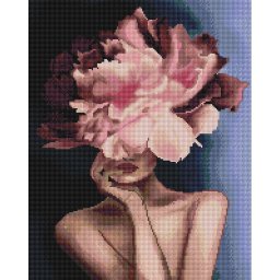 Set goblen cu diamante, cu sasiu, Floare gratioasa, 40x50 cm