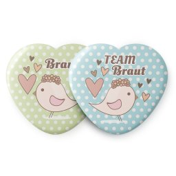 Spielehelden Insignele Herz Vogel Petrecerea burlăcițelor 12 insigne 5,6 cm extra mare Cadou pentru petrecerea burlăcițelor (AMZBUTA336)