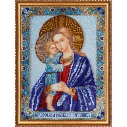 Set broderie cu margele cusute, Maica Domnului, 14 culori, 19x25 cm