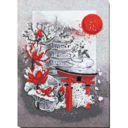 Set broderie cu margele cusute, Yugen, 12 culori, 25x35 cm
