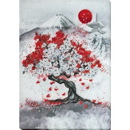 Set broderie cu margele cusute, Hanami, 11 culori, 25x35 cm