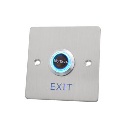 Buton de iesire incastrabil din inox, actionare prin atingere de tip "touch", temporizare 2s. Comanda NC, NO