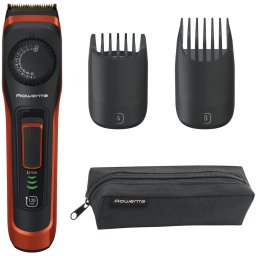 Aparat de tuns barba ROWENTA Virtuo Style TN3800F4, 6500 rpm, autonomie 120 min, pieptene ajustabil, indicator LED baterie, tehnologie autoascutire, Gri/Portocaliu