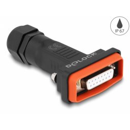 Conector D-Sub 15 pini mama cu carcasa IP67 rezistenta la apa, Delock 87807
