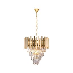 Lustră de cristal pe lanț MADISON 9xE14/40W/230V aurie
