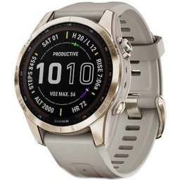 Ceas Smartwatch Garmin Fenix 7S Sapphire Solar, 42 mm, ANT+, GPS, Cream Gold/Light Sand