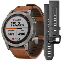 Ceas Smartwatch Garmin Fenix 7 Sapphire Solar, 47 mm, ANT+, GPS, Chestnut