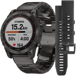 Ceas Smartwatch Garmin Fenix 7 Sapphire Solar, 47 mm, ANT+, GPS, Carbon Grey