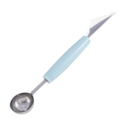 Decorator dublu din plastic si inox, 2 capete diferite, 18 cm, baller+decorator, maner albastru