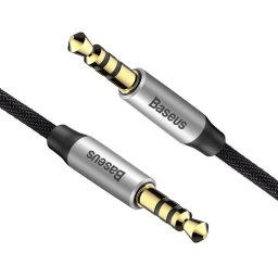 Cablu mini jack audio 3.5 mm AUX Baseus Yiven 1.5m negru + argintiu