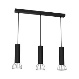 Lustră pe cablu DANTE 3xGU10/25W/230V neagră/crom lucios